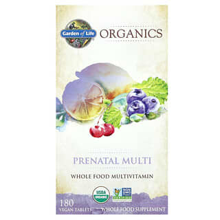 Garden of Life, Organics, Suplemento multivitamínico prenatal, 180 comprimidos veganos