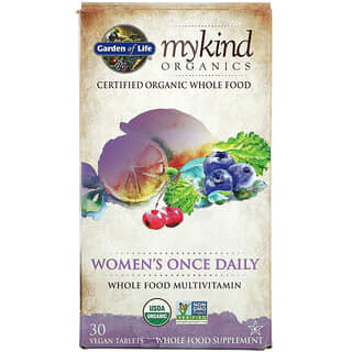 Garden of Life, MyKind Organics, Multivitamines à prendre une fois par jour pour femmes, 30 comprimés végans