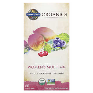 Garden of Life, Organics, мультивитамины для женщин от 40 лет, 60 веганских таблеток