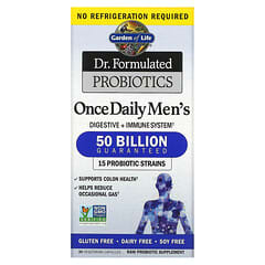 Garden of Life, Dr. Formulated Probiotics, пробіотики, одна таблетка на день, для чоловіків, 50 мільярдів КУО, 30 вегетаріанських капсул