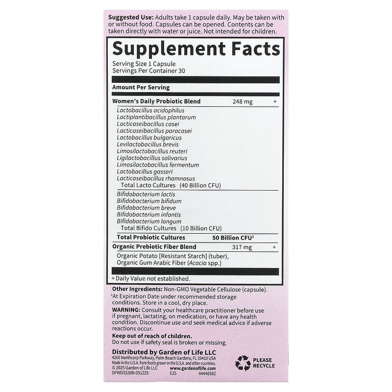 Garden of Life, probióticos mujer, 50 000 mill. UFC, 30 cáps. | iHerb
