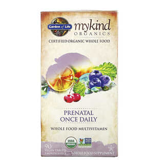 Garden of Life, MyKind Organics، فيتامينات ما قبل الولادة مرة واحدة يوميًا، 90 قرص نباتي
