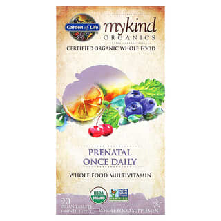Garden of Life, MyKind Organics，产前复合维生素和矿物质，每日一片，90 片素食片