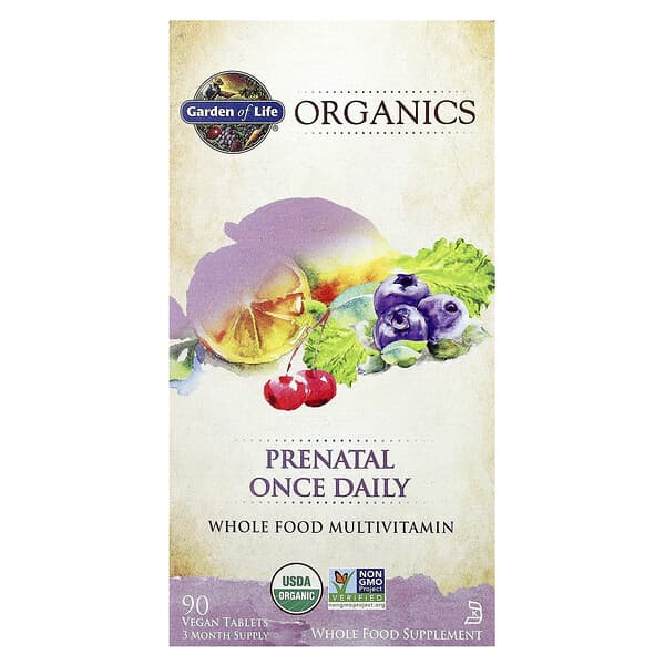 Garden of Life, MyKind Organics，產前複合維生素和礦物質，每日一片，90 片素食片