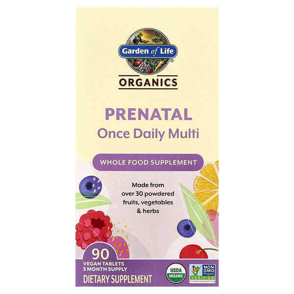 Garden of Life, Organics, Prenatal Once Daily, 90 Vegan Tablets — product photo 1