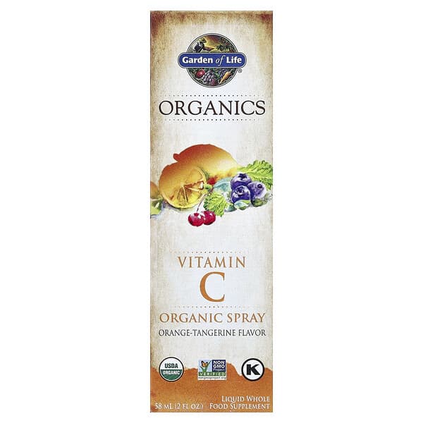 Garden of Life Organics, Vitamin C Organic Spray, Orange-Tangerine, 2 fl oz (58 ml)