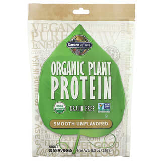 Garden of Life, Organic Plant Protein, Grain Free, Smooth Unflavored, 8.3 oz (236 g)