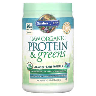 Garden of Life, RAW Protein & Greens, Fórmula vegetal orgánica, Ligeramente dulce, 650 g (22,92 oz)
