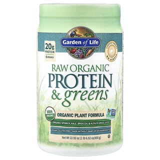 Garden of Life, RAW Protein & Greens, Fórmula vegetal orgánica, Ligeramente dulce, 650 g (22,92 oz)
