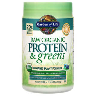Garden of Life, RAW Protein & Greens, Fórmula vegetal orgánica, Ligeramente dulce, 650 g (22,92 oz)