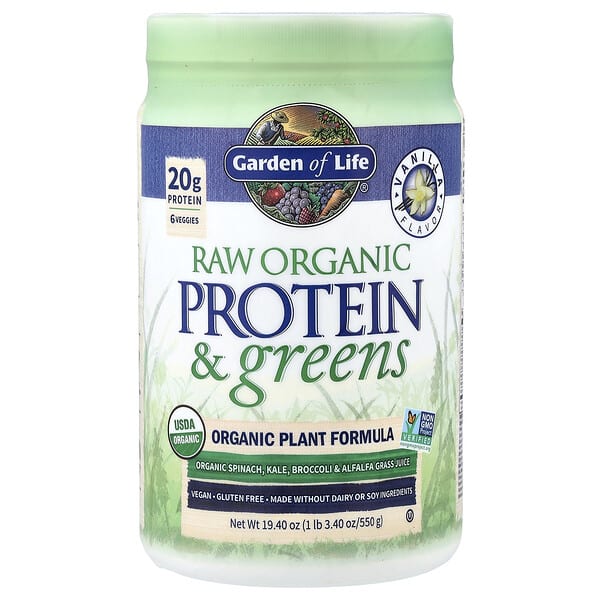 Raw Organic Protein & Greens, Vanilla, 1 lb 3.4 oz (550 g)