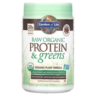 Garden of Life, RAW Protein & Greens, Organic Plant Formula, rohe Protein- und Gemüsemischung, Bio-Pflanzenformel, Schoko-Kakao, 610 g (21,51 oz)