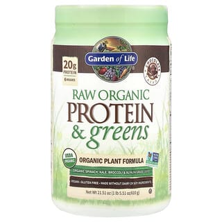 Garden of Life, RAW Protein & Greens, Fórmula vegetal orgánica, Chocolate y cacao, 610 g (21,51 oz)