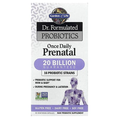 Garden of Life, Dr. Formulated Probiotics, Daily Prenatal, 30 Vegetarian Capsules