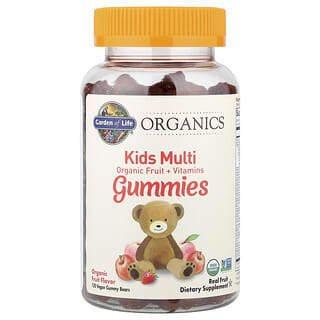 Garden of Life, Kids Multi Gummies, Organic Fruit + Vitamins, Fruit, 120 Vegan Gummy Bears