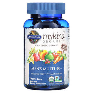 Garden of Life, MyKind Organics، فيتامينات متعددة للرجال لعمر 40+، توت عضوي، 120 علكة على شكل قطرة