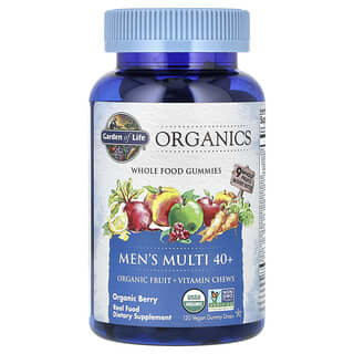 Garden of Life, Organics, multiwitamina dla mężczyzn 40+, organiczne jagody, 120 wegańskich kropli w formie żelków