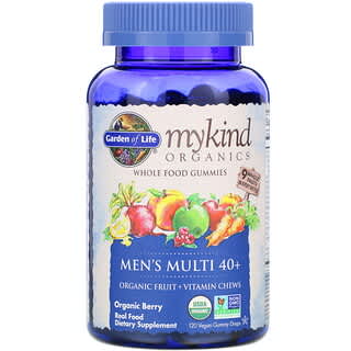 Garden of Life, MyKind 有機，男性複合 40+，有機漿果，120 粒素食軟糖滴劑