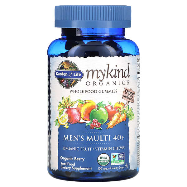 Garden of Life, MyKind Organics, Men's Multi 40+, Organic Berry, 120 ...