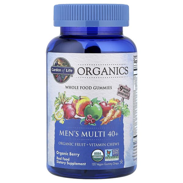 Organics, Men's Multi 40+ Gummies, Organic Berry, 120 Vegan Gummy Drops