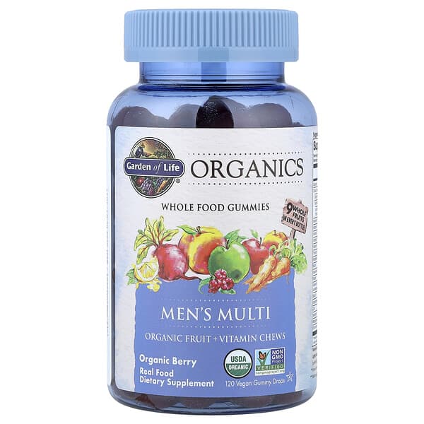 Garden of Life Organics, Men's Multi Gummies, Organic Berry, 120 Vegan Gummy Drops