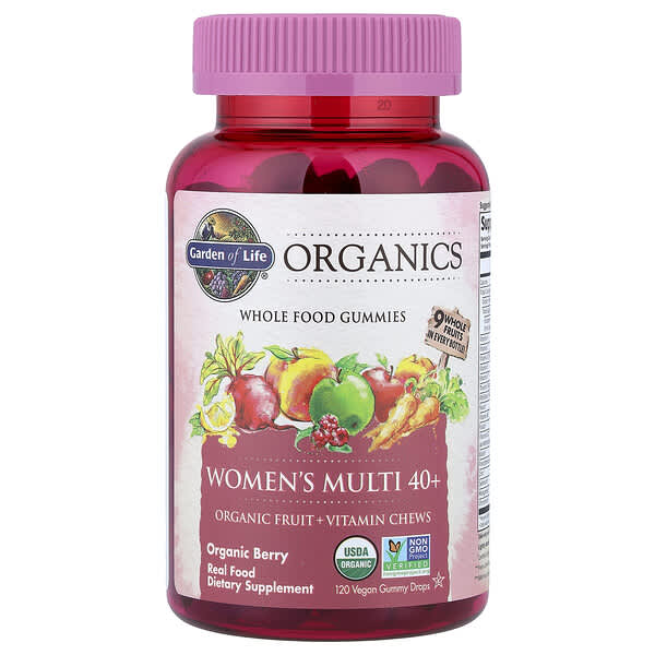 Organics, Women's Multi 40+ Gummies, Organic Berry, 120 Vegan Gummy Drops