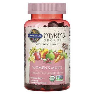 غاردن أوف لايف‏, MyKind Organics، فيتامينات متعددة للنساء، التوت العضوي، 120 علكة نباتية على شكل قطرات