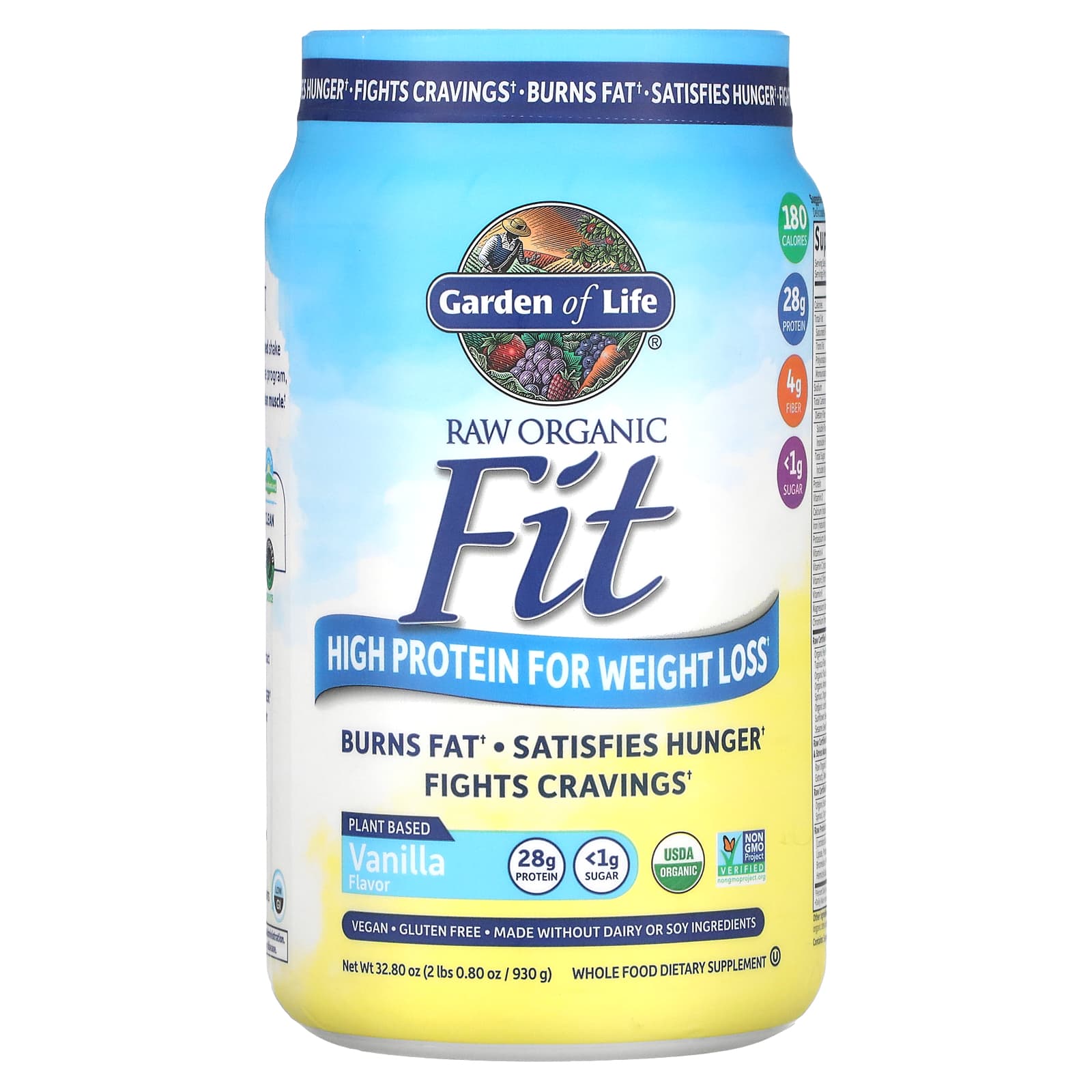 Garden of Life, RAW Organic Fit, High Protein for Weight Loss, Vanilla,  32.8 oz (930 g)