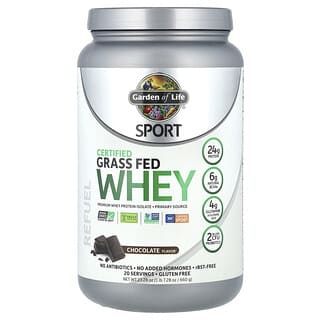 Garden of Life, Sport, Suero de leche certificado alimentado con pasturas, Reabastecimiento, Chocolate, 660 g (23,28 oz)