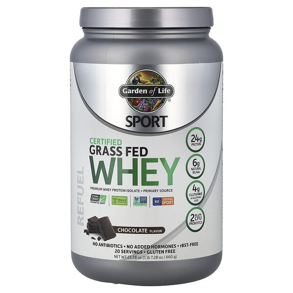 Sport, Certified Grass Fed Whey, Chocolate, 1 lb 7.28 oz (660 g)