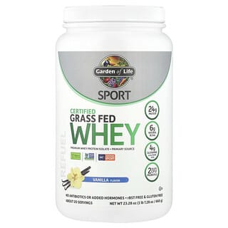 Garden of Life, Sport, Suero de leche proveniente de animales alimentados con pasturas certificado, Vainilla, 640 g (22,57 oz)