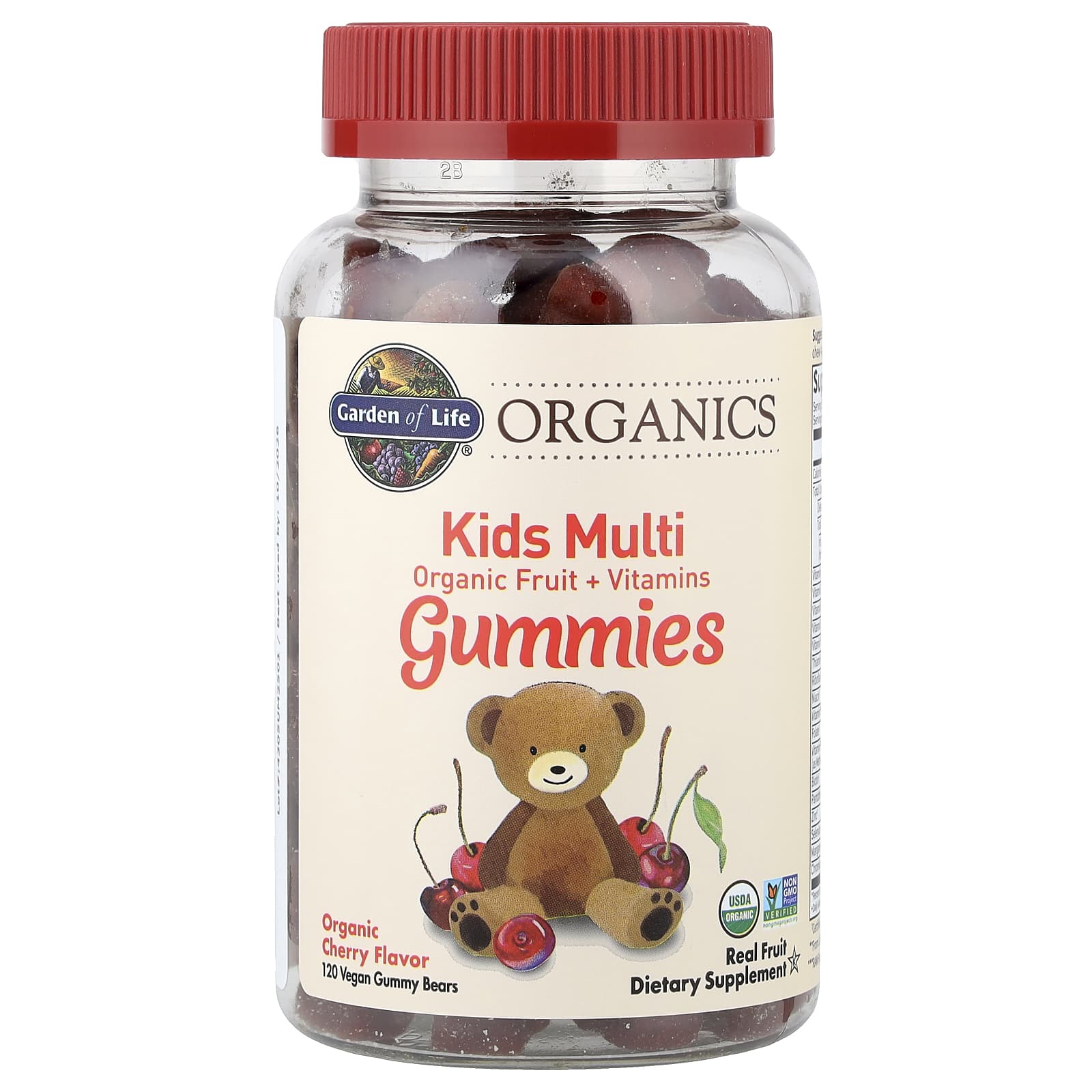 Kids Multi Gummies, Organic Cherry, 120 Vegan Gummy Bears