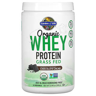 Garden of Life, Organic Whey Protein, Grass-Fed, Chocolate Cacao, 13.96 oz (396 g)