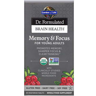 Garden of Life, Dr. Formulated Brain Health, Memory & Focus for Young Adults, 60 Vegetarian Tablets