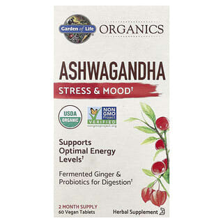 Garden of Life, MyKind Organics, Ашваганда, Стресс и настроение, 60 веганских таблеток