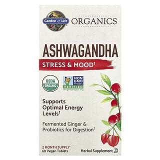 Garden of Life, Organics, Ashwagandha, 60 вегански таблетки