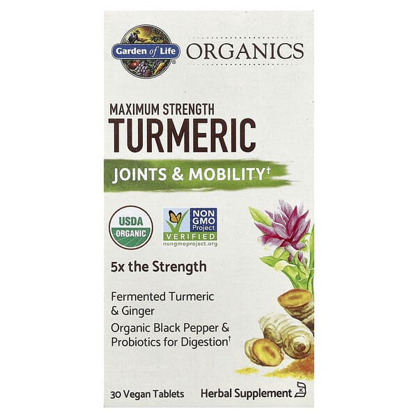 Garden of Life Turmeric, Maximum Strength, 30 Vegan Tablets