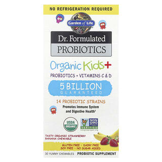 Garden of Life, Dr. Formulated Probiotics, Organic Kids + Chewables, Tasty Organic Strawberry Banana, 30 Yummy Chewables