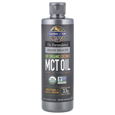 Garden of Life, Dr. Brain Health Formula, Whole Coconut MCT Oil, Unflavored, 16 fl oz (473 ml)