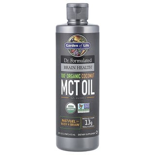 Garden of Life, Dr Formulated pour la santé cérébrale, Huile TCM de noix de coco 100 % biologique, Sans arôme, 13 g, 473 ml