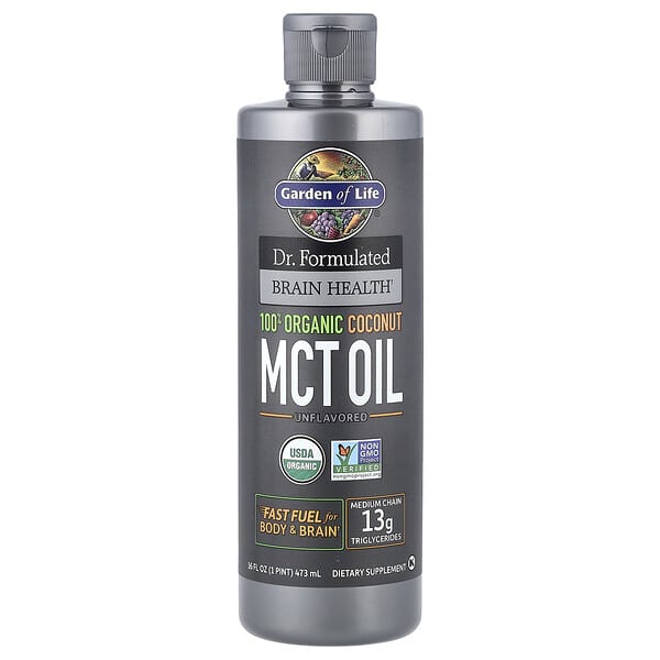 Dr. Formulated Brain Health, 100% Organic Coconut MCT Oil, Unflavored, 16 fl oz (473 ml)