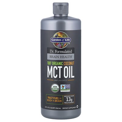 Garden of Life, Dr. Formulated Brain Health, 100% Organic Coconut MCT Oil, Unflavored, 32 fl oz (946 ml)