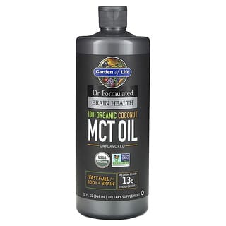 Garden of Life, Компанией Dr. Formulated Brain Health, 100% Organic Coconut MCT Oil, Unflavored, 32 fl oz (946 ml)