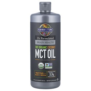 Garden of Life, Dr Formulated pour la santé cérébrale, Huile TCM de noix de coco 100 % biologique, Sans arôme, 13 g, 946 ml