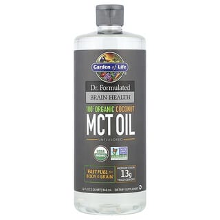 Garden of Life, Dr. Formuleret hjernesundhed, 100% økologisk kokosnød MCT-olie, uden smag, 946 ml