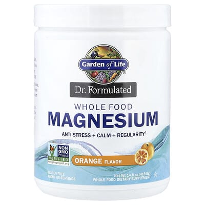 Garden of Life, Dr. Formulated, Whole Food Magnesium Powder, Orange Flavor, 14.8 oz (419.5 g)