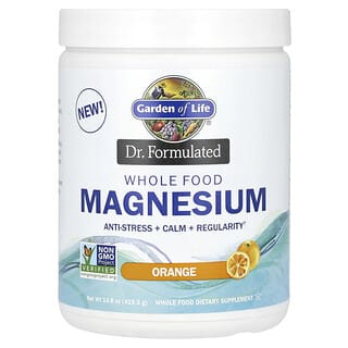 Garden of Life, Producto  formulado por un médico, Magnesio en polvo proveniente de alimentos integrales, Naranja, 419,5 g (14,8 oz)
