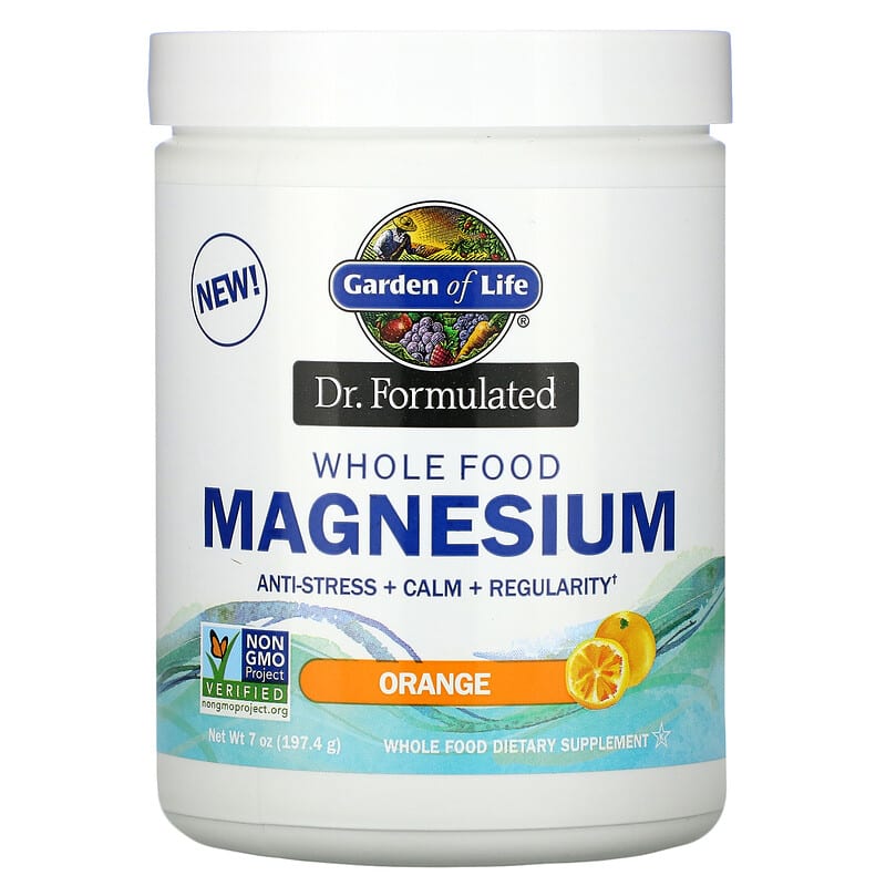 Producto formulado por un médico, Magnesio en polvo proveniente de  alimentos integrales, Naranja, 197,4 g (