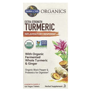 Garden of Life, Organics, Extra Strength Turmeric, extra starke Kurkuma, Entzündungsreaktion, 120 vegane Tabletten