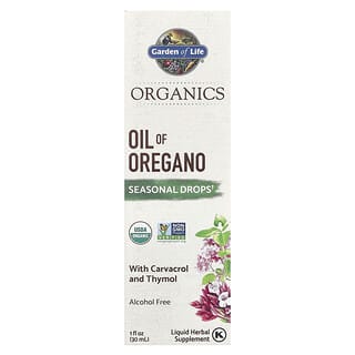 Garden of Life, Organics, Oil of Oregano, Seasonal Drops, Alcohol Free, 1 fl oz (30 ml)